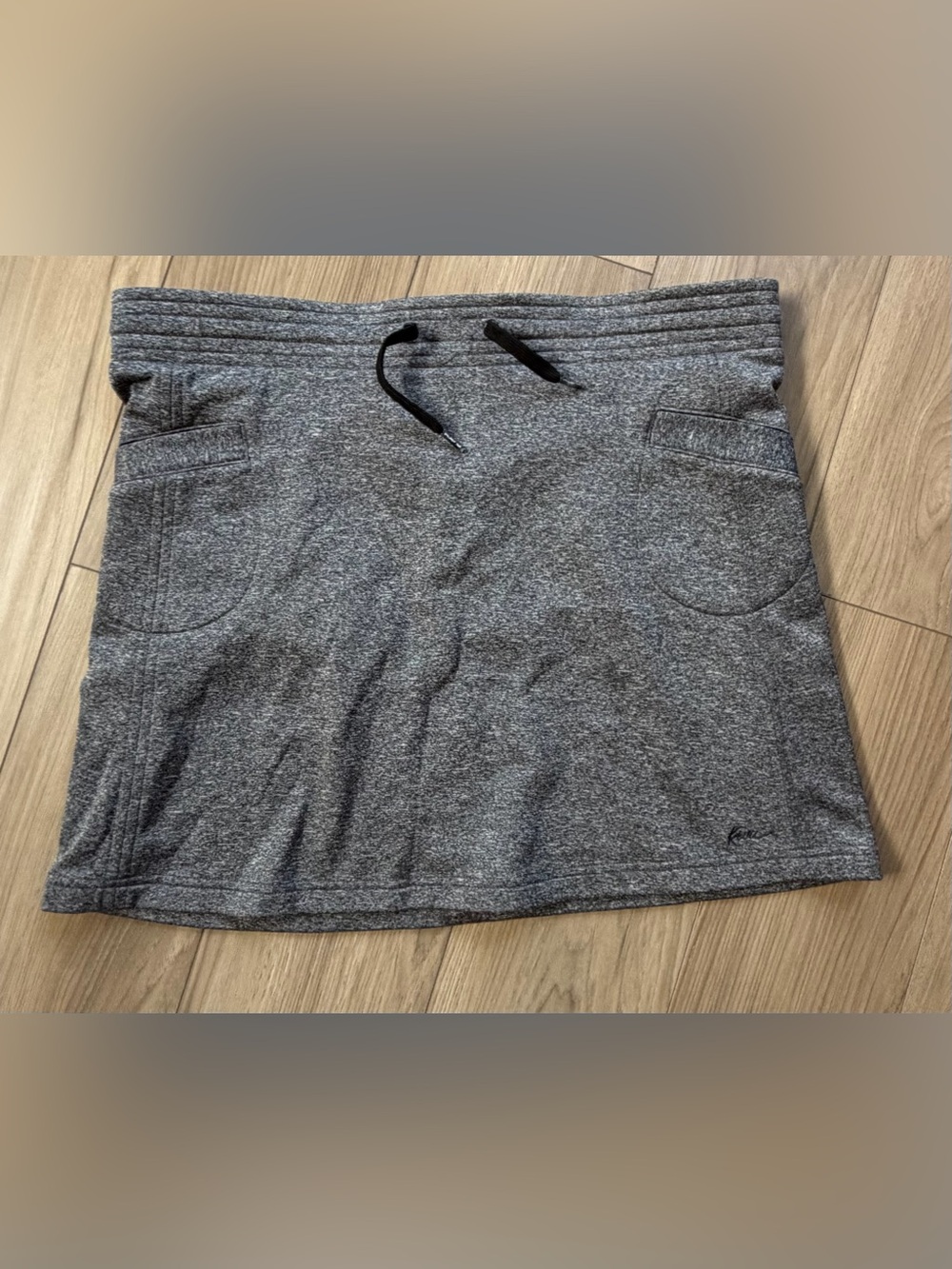 Kavu Emy Fleece Women’s Gray Knit Drawstring Gorpcore Skirt Pockets Sz XL
